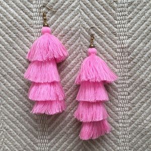 Pink, tassel earrings